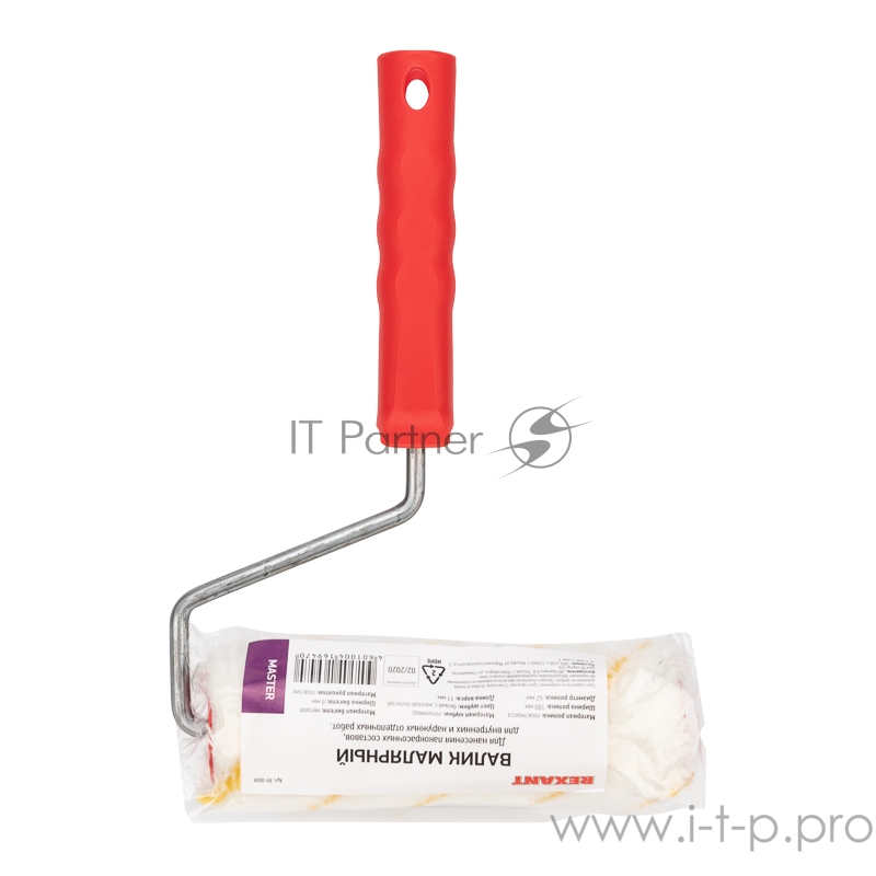 Валик полиамид белый с желтой полосой, ворс 11 мм, ширина ролика 180 мм, Ø 42 мм, бюгель 8 мм, серия «Мастер» REXANT