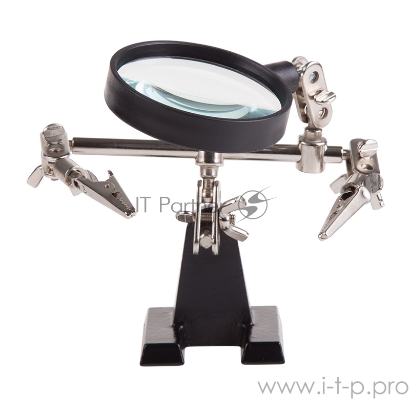 Держатель «Третья рука» REXANT, 2 зажима, чугун, лупа (2.5х) 60 мм