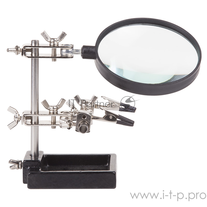 Держатель «Третья рука» REXANT, 2 зажима, чугун, лупа 90 мм