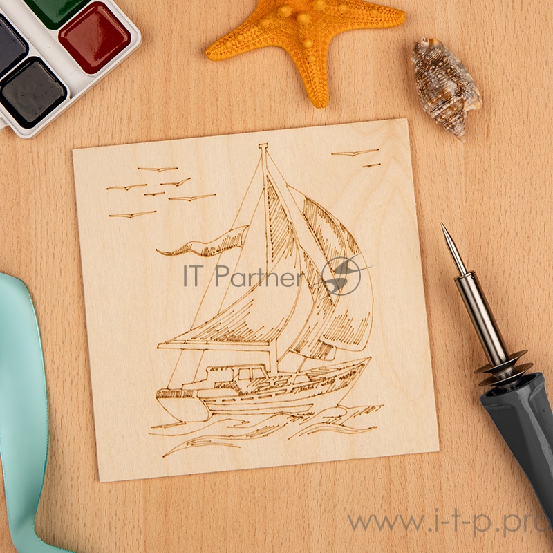 Доска для выжигания REXANT, «Корабль Парусник», 150х150 мм, 1 шт., пакет