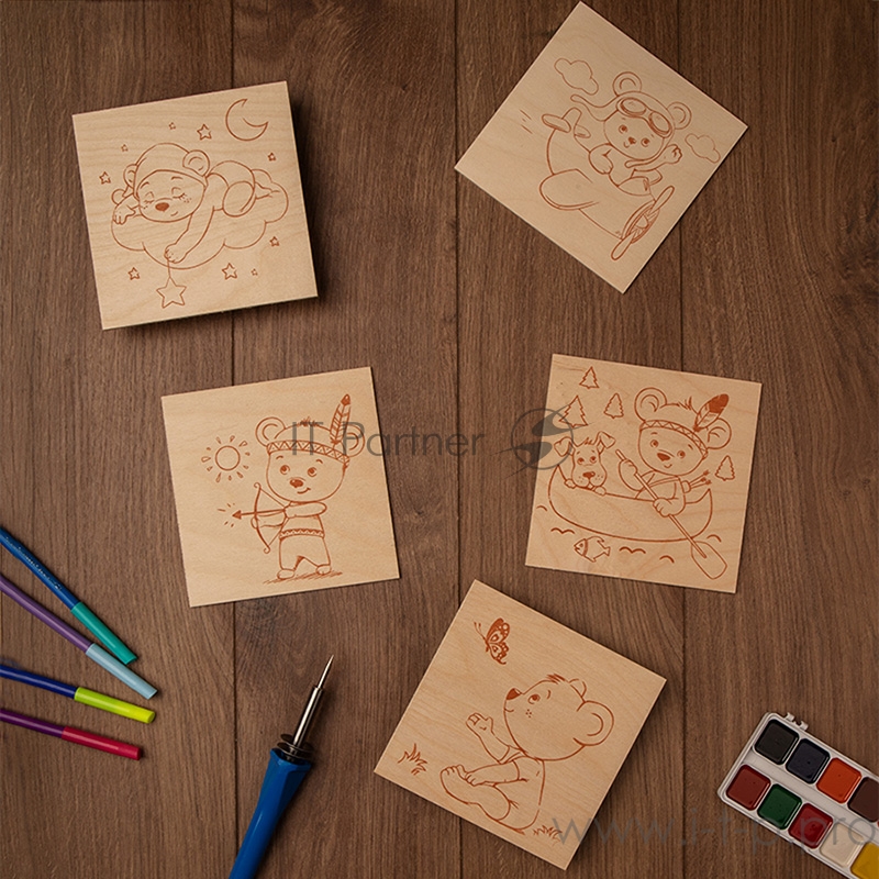 Доски для выжигания REXANT, «Мишки», 150х150 мм, 5 шт., пакет