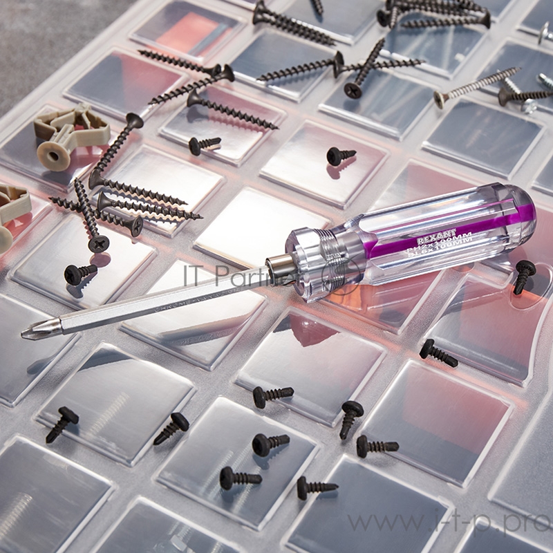 Отвертка комбинированная, прозрачная рукоятка, двухсторонний стержень 120 мм (крестовая PH 2, шлицевая SL 6 мм) REXANT