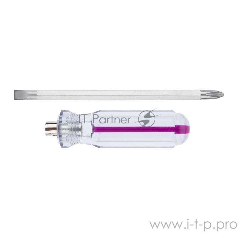 Отвертка комбинированная, прозрачная рукоятка, двухсторонний стержень 120 мм (крестовая PH 2, шлицевая SL 6 мм) REXANT