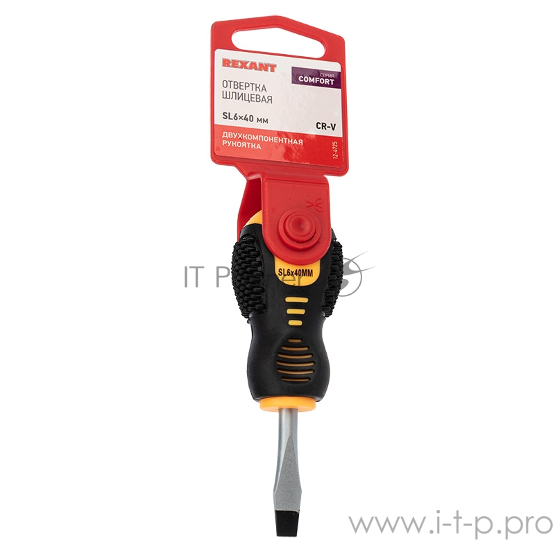 Отвертка шлицевая SL 6х40 мм, двухкомпонентная рукоятка REXANT