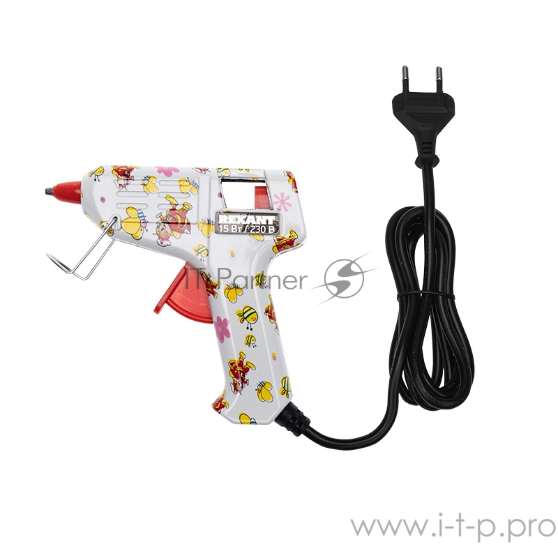 Пистолет клеевой REXANT, 15 Вт, Ø7 мм + набор цветных стержней 12 шт, блистер