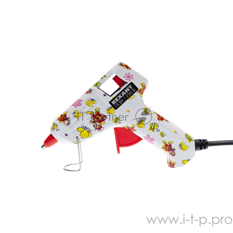 Пистолет клеевой REXANT, 15 Вт, Ø7 мм + набор цветных стержней 12 шт, блистер