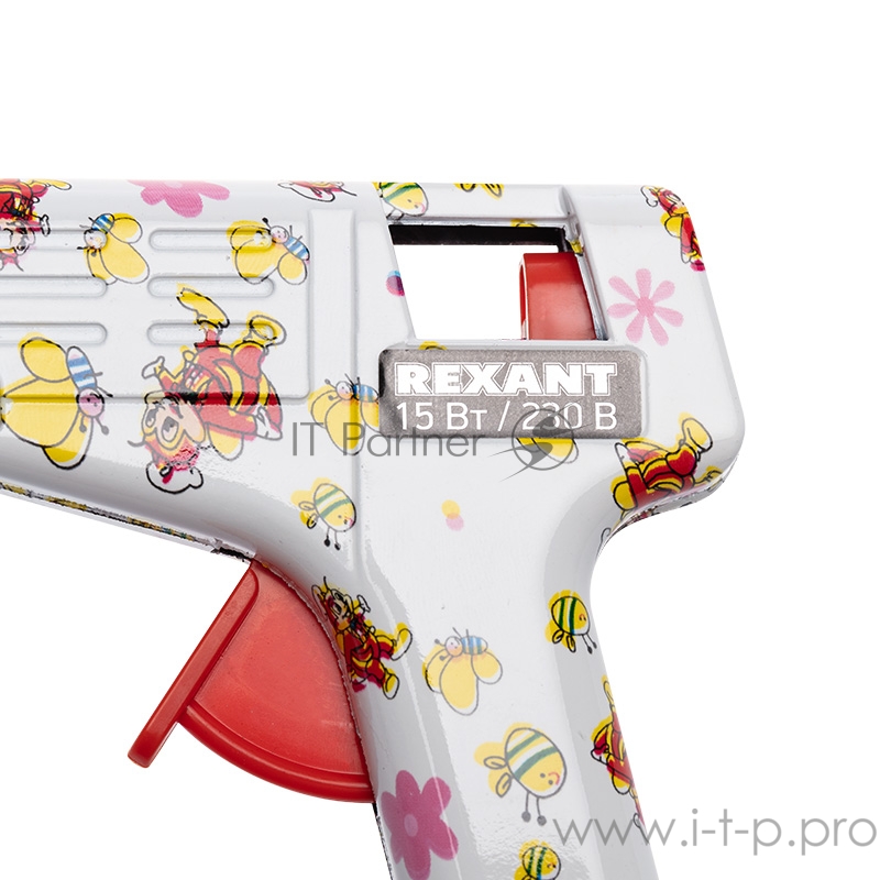 Пистолет клеевой REXANT, 15 Вт, Ø7 мм + набор цветных стержней 12 шт, блистер