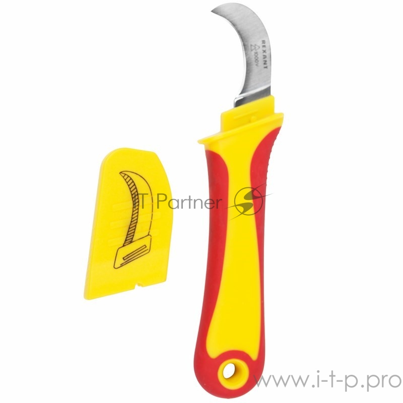 Нож монтажника, нержавеющая сталь, изогнутое лезвие REXANT