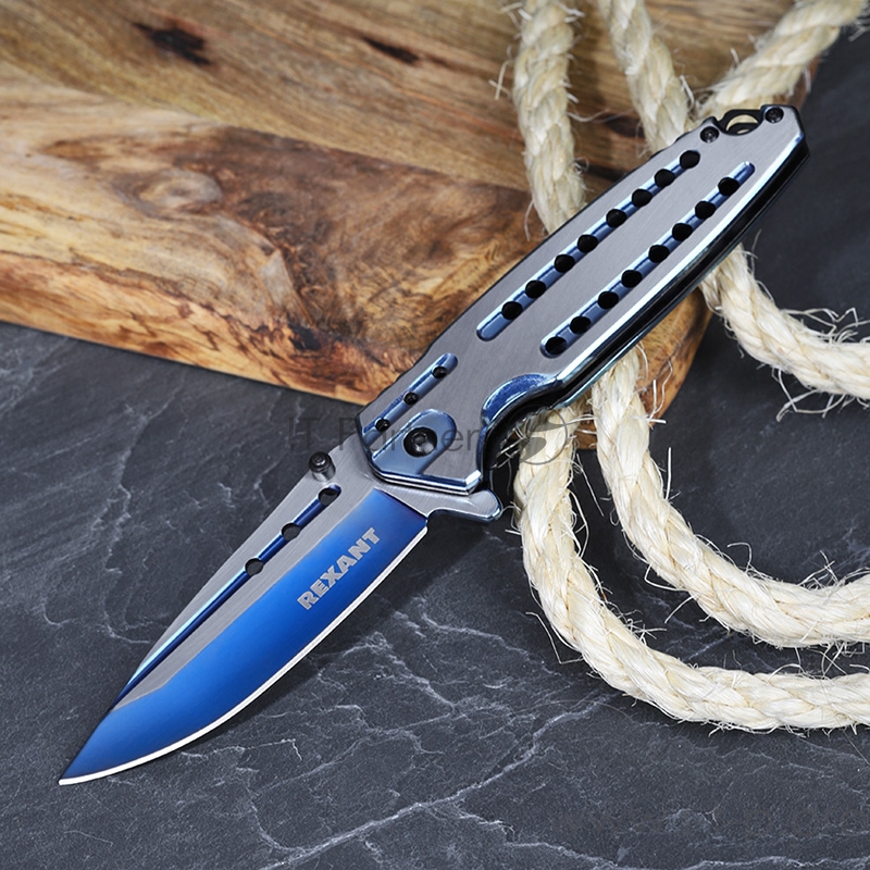 Нож складной полуавтоматический REXANT Blue