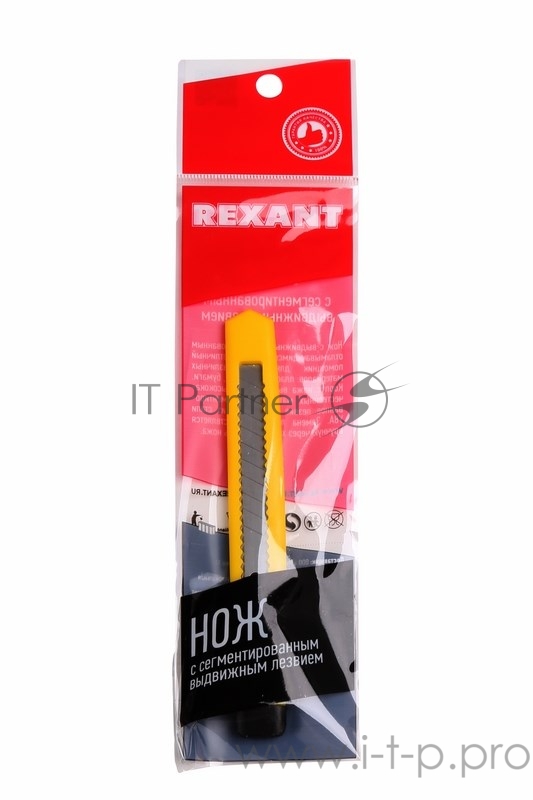 Нож с сегментированным лезвием 9 мм, корпус пластик, c клипсой REXANT