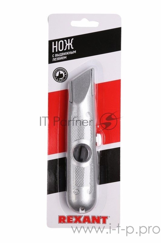 Нож с трапециевидным выдвижным лезвием REXANT, винтовой фиксатор лезвия
