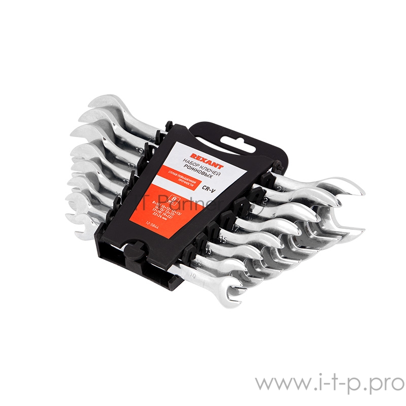 Набор ключей рожковых REXANT (8-24 мм), 8 шт., CrV, зеркальное хромирование