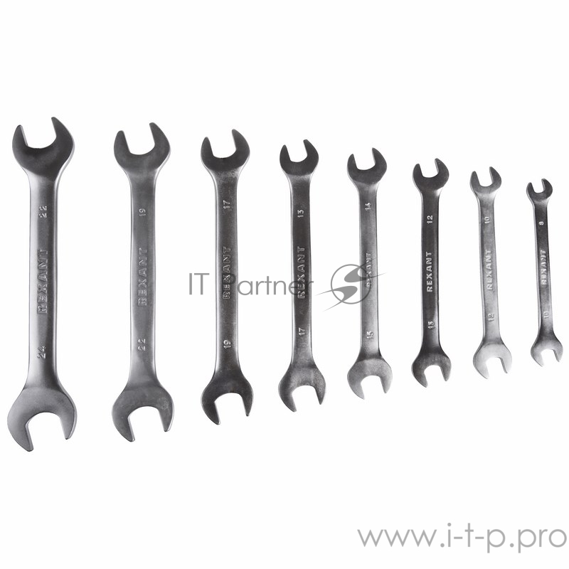 Набор ключей рожковых REXANT (8-24 мм), 8 шт., CrV, зеркальное хромирование