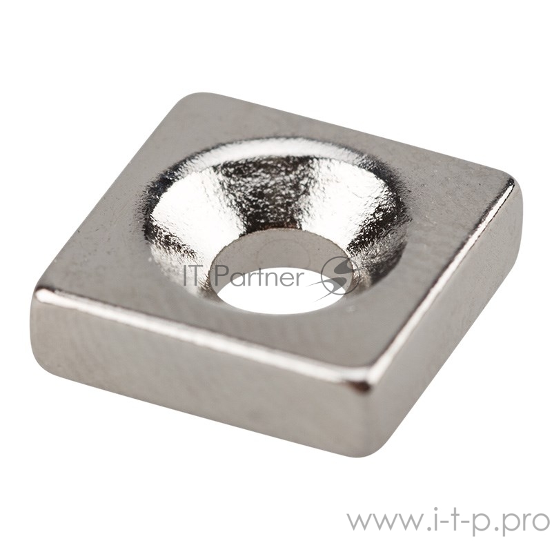 Неодимовый магнитный прямоугольник 10х10х3 мм с зенковкой 6х3,5 мм (упаковка 3 шт.)