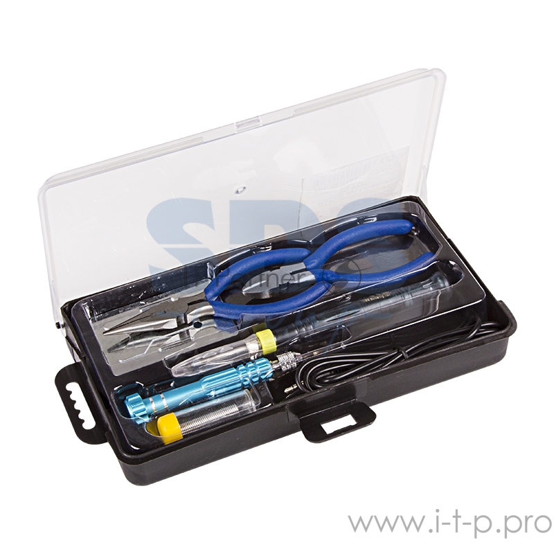 Набор для пайки REXANT (USB паяльник 8 Вт, кусачки, тонкогубцы, подставка, припой, отвертка)