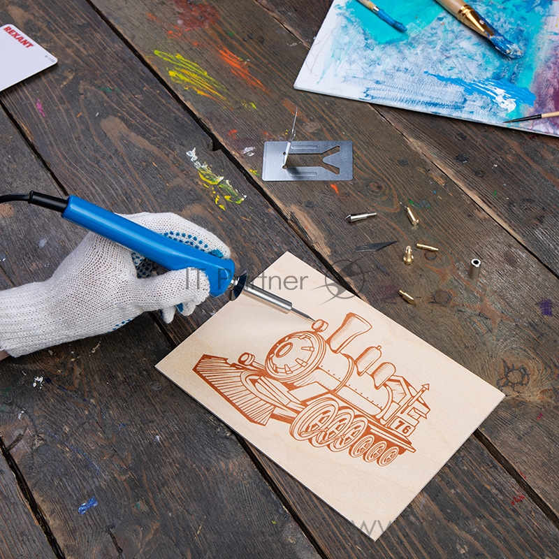 Выжигатель REXANT (набор паяльник-выжигатель), 6 насадок, подставка, 230 В/30 Вт