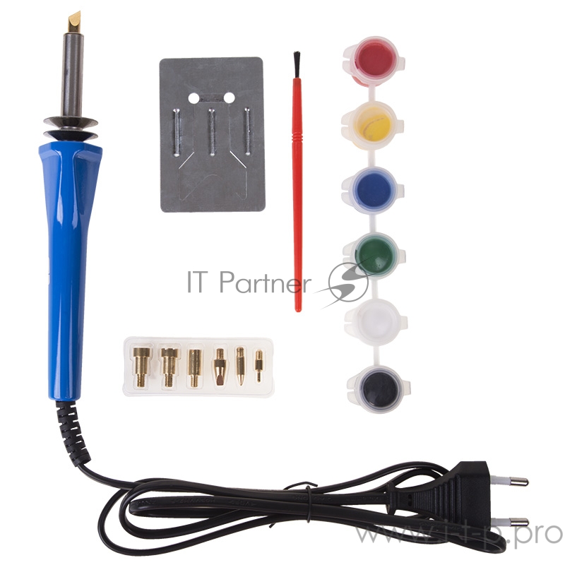 Выжигатель REXANT (набор паяльник-выжигатель), 7 насадок, подставка, кисточка, краски 230 В/30 Вт