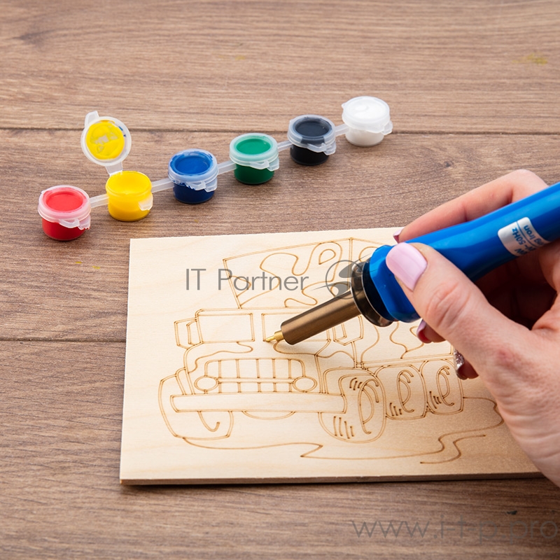 Выжигатель REXANT (набор паяльник-выжигатель), 7 насадок, подставка, кисточка, краски 230 В/30 Вт