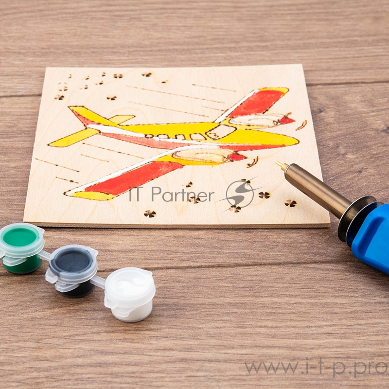 Выжигатель REXANT (набор паяльник-выжигатель), 7 насадок, подставка, кисточка, краски 230 В/30 Вт