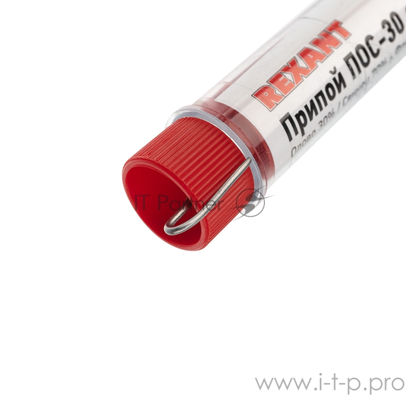 Припой с канифолью ПОС-30 REXANT, 10 г, Ø1.0 мм, (олово 30%, свинец 70%), колба