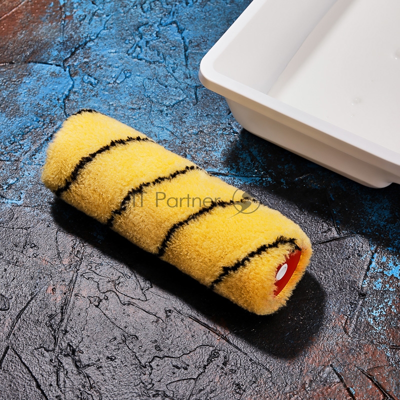 Ролик (сменный) полиакрил желтый с черной полосой, ворс 11 мм, ширина ролика 180 мм, Ø 42 мм, бюгель 6 мм REXANT