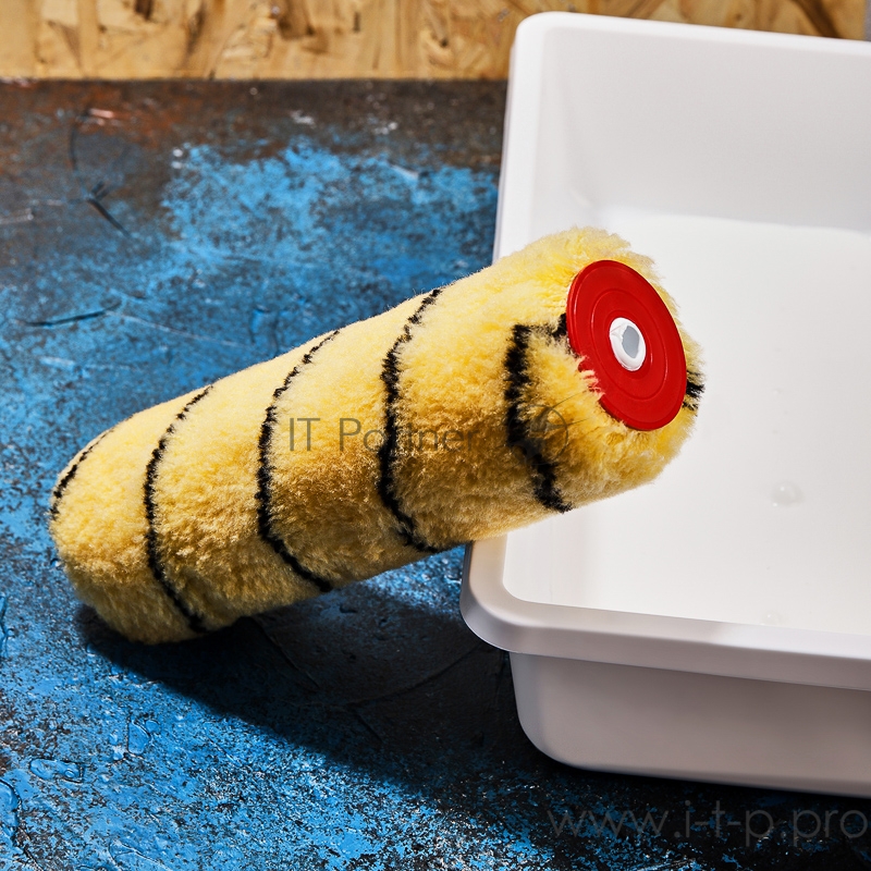 Ролик (сменный) полиакрил желтый с черной полосой, ворс 11 мм, ширина ролика 180 мм, Ø 42 мм, бюгель 6 мм REXANT