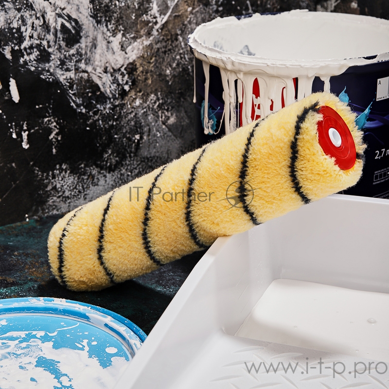 Ролик (сменный) полиакрил желтый с черной полосой, ворс 11 мм, ширина ролика 240 мм, Ø 42 мм, бюгель 6 мм REXANT