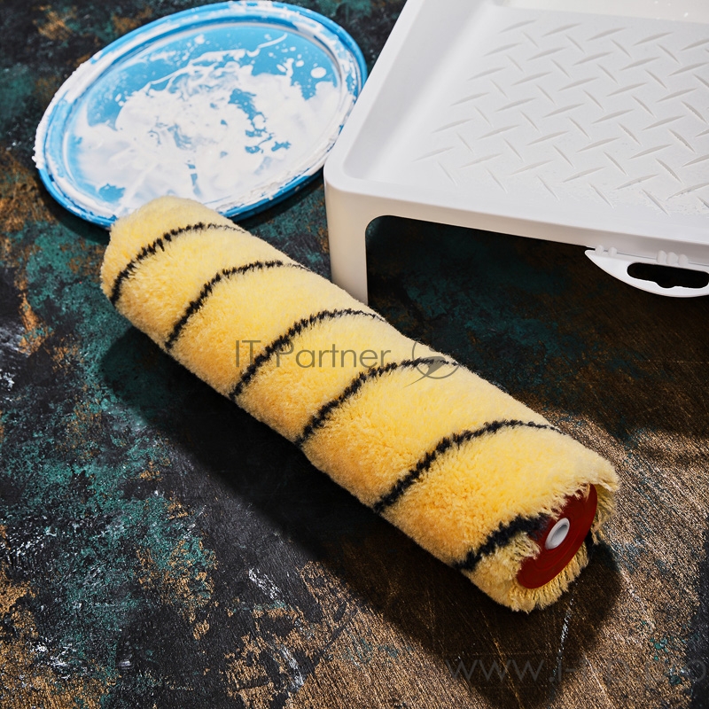 Ролик (сменный) полиакрил желтый с черной полосой, ворс 11 мм, ширина ролика 240 мм, Ø 42 мм, бюгель 6 мм REXANT