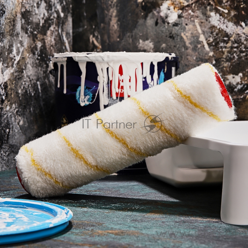 Ролик (сменный) полиамид белый с желтой полосой, ворс 11 мм, ширина ролика 240 мм, Ø 42 мм, бюгель 6 мм REXANT