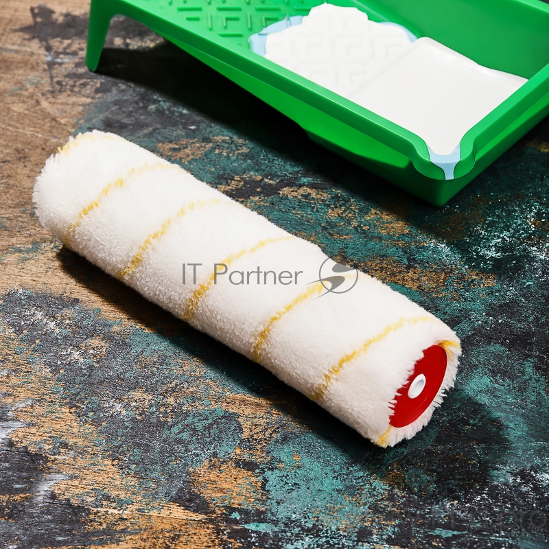 Ролик (сменный) полиамид белый с желтой полосой, ворс 11 мм, ширина ролика 240 мм, Ø 42 мм, бюгель 8 мм, серия «Мастер» REXANT