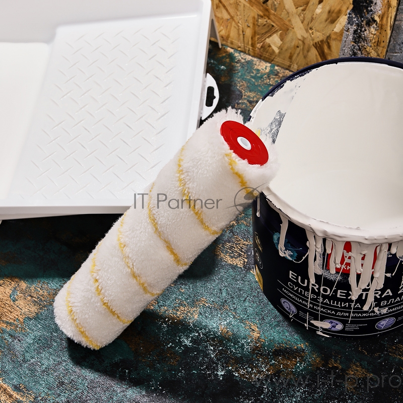 Ролик (сменный) полиамид белый с желтой полосой, ворс 11 мм, ширина ролика 240 мм, Ø 42 мм, бюгель 8 мм, серия «Мастер» REXANT