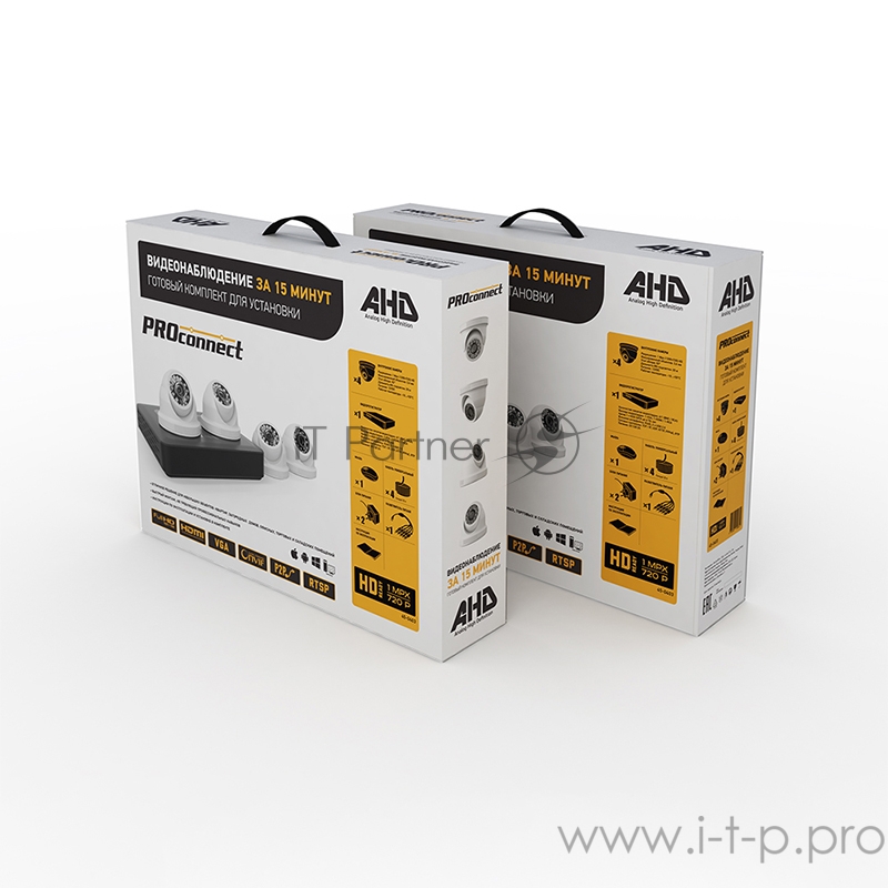 Комплект видеонаблюдения PROconnect, 4 внутренние камеры AHD-M, без HDD