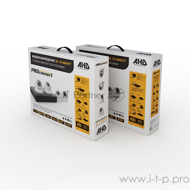 Комплект видеонаблюдения PROconnect, 4 внутренние камеры AHD-M, с HDD 1Tб