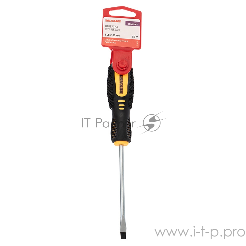 Отвертка шлицевая SL 5х100 мм, двухкомпонентная рукоятка REXANT