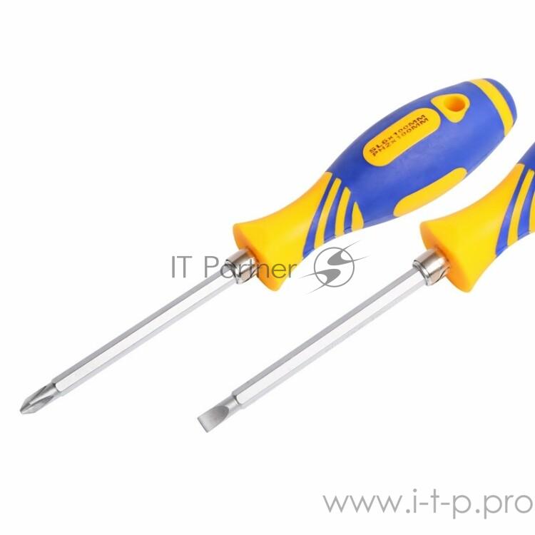 Отвертка комбинированная, двухсторонний стержень 120 мм (Крестовая PH 2, Шлицевая SL 6 мм), двухкомпонентная рукоятка | 12-4741 | REXANT