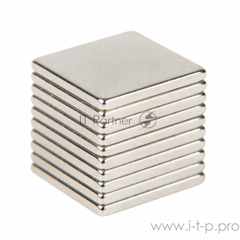 Неодимовый магнит прямоугольник 10х10х1 мм сцепление 0,6 кг (Упаковка 10 шт) Rexant