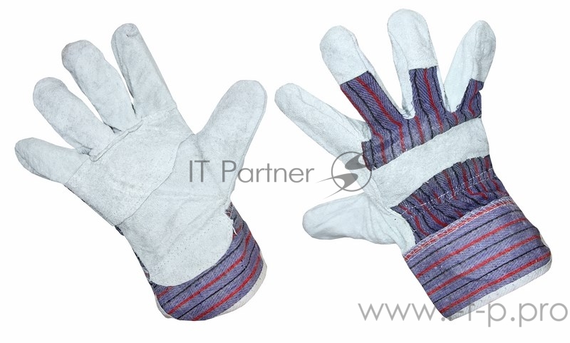 Перчатки спилковые (спилок + х/б ткань), кожевенный спилок класса АВ, материал подкладки 100 % х/б
