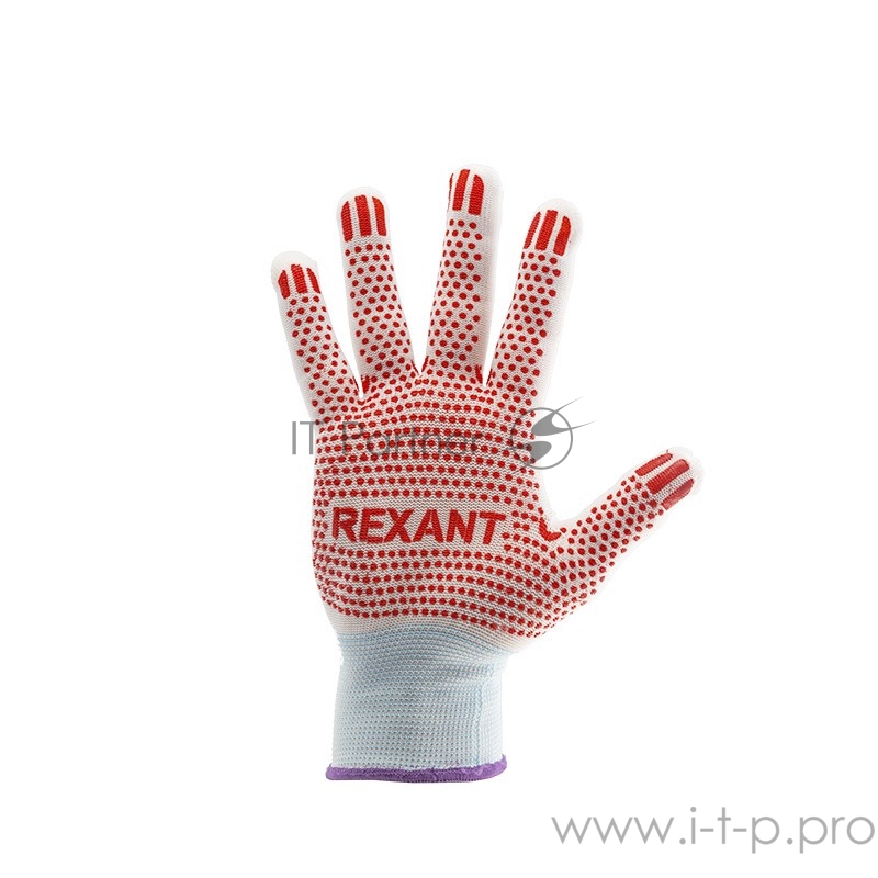 Перчатки х/б белые нейлоновые («Точка» ПВХ) REXANT