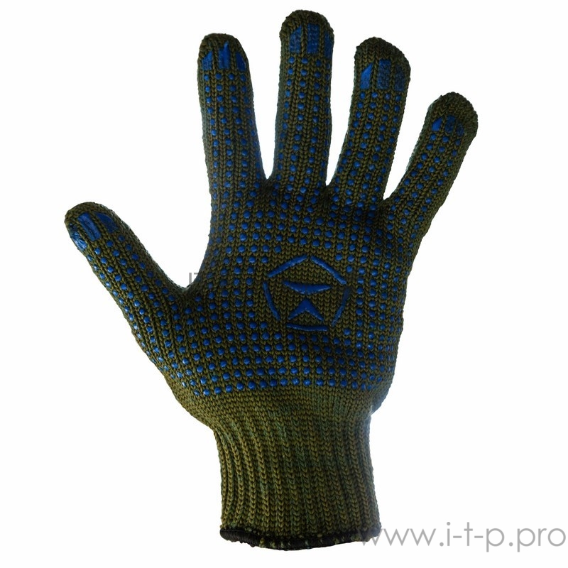 Перчатки х/б «Олива» с нанесением «Точка» 5 нитей, 66-68 г