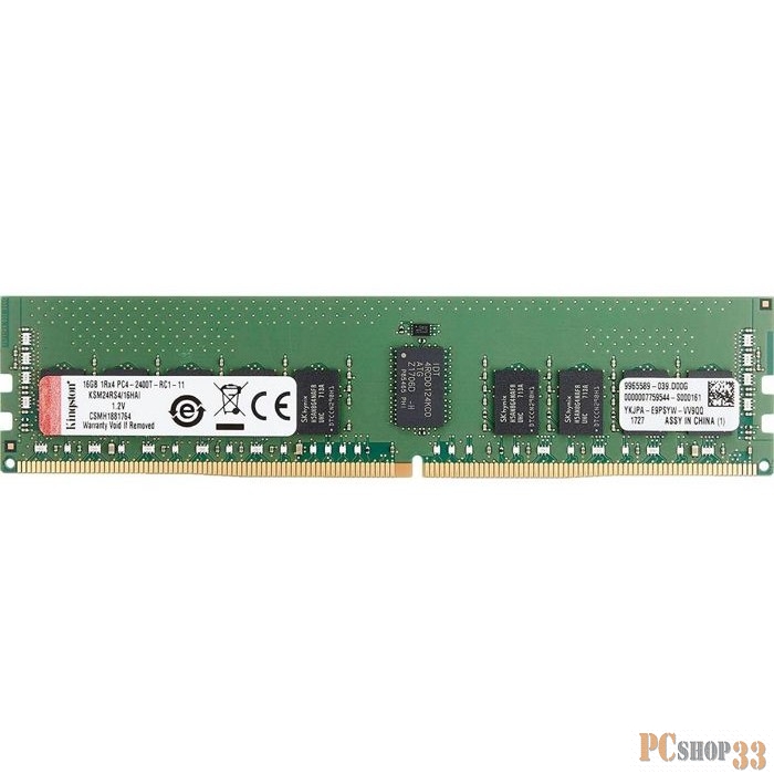 Модуль памяти Kingston DRAM 16GB 2400MHz DDR4 ECC Reg CL17 DIMM 1Rx4 Hynix D IDT EAN: 740617308228