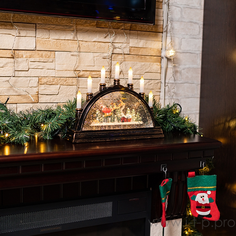 Декоративный светильник «Подсвечник» с эффектом снегопада NEON-NIGHT