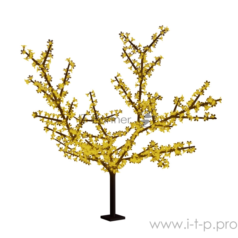 Светодиодное дерево Сакура высота 1,5м, диаметр кроны 1,8м, желтые светодиоды, IP 65, понижающий трансформатор в комплекте, NEON-NIGHT