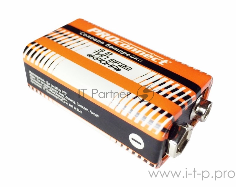 Солевая батарейка 9 V 6F22 «Крона» PROconnect