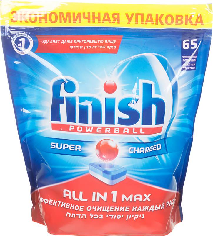 Средство для мытья посуды для посудомоечных машин Finish PowerBall All-in-1 max (упак: 65шт) (170707595460)
