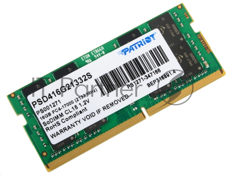 Модуль памяти Patriot SO-DIMM DDR4 16Gb 2133MHz Patriot PSD416G21332S RTL PC4-17000 CL15 260-pin 1.2В dual rank