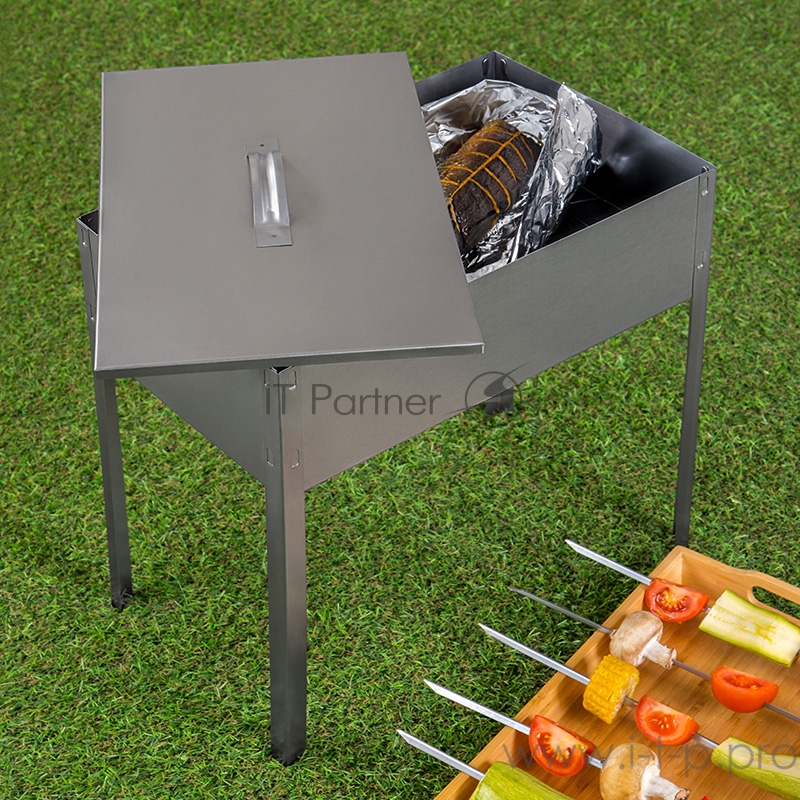 Мангал-коптильня ЭКОНОМ сборная с шестью шампурами в наборе (6*410мм) в гофрокартонной коробке СОКОЛ