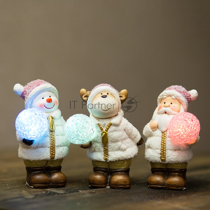 Керамическая фигурка Дед Мороз, Снеговик и Олененок 10*9*13 см (упаковка 3 шт.)