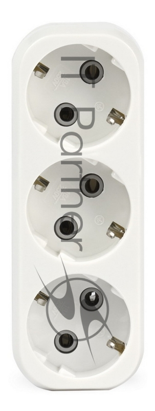 Удлинители бытовые, Сетевые фильтры, Тройники Smartbuy SBE-16-A02-3z Разветвитель 3 гнезда с заземлением плоский 16А 250B