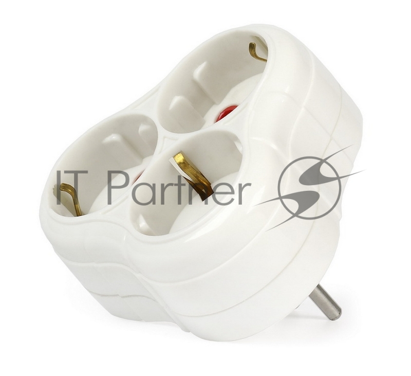 Удлинители бытовые, Сетевые фильтры, Тройники Smartbuy SBE-16-A01-3z Тройник 3 гнезда с заземлением круглый белый 16А 250В