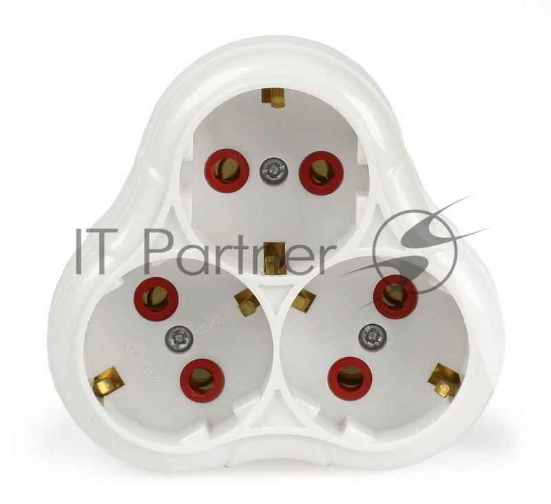 Удлинители бытовые, Сетевые фильтры, Тройники Smartbuy SBE-16-A01-3z Тройник 3 гнезда с заземлением круглый белый 16А 250В